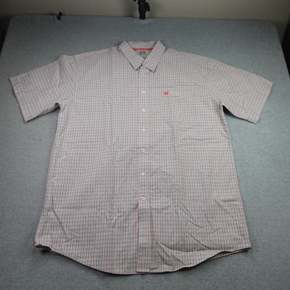 Cinch Shirt Mens XL White Red Plaid Western Short Sleeve Cowboy